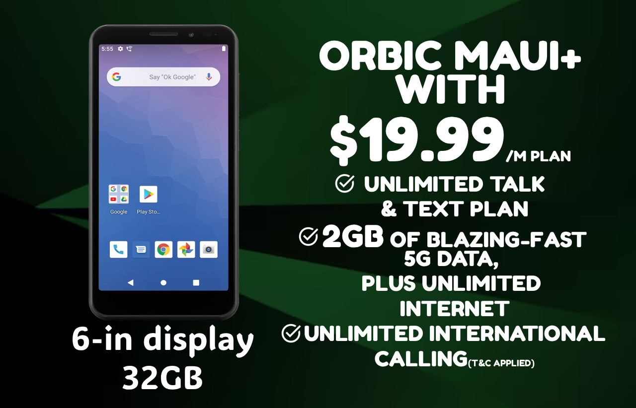 Orbic Maui+ with $19.99 FLEEKMOBILE Preloaded Plan